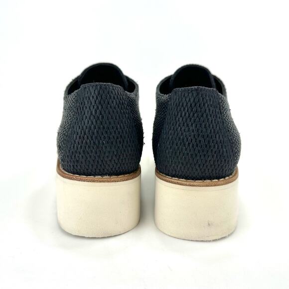 Vince Zina Platform Sneaker Size 8 Black Raffia Tweed Oxford/Derby Laced Wedged - Picture 4 of 14